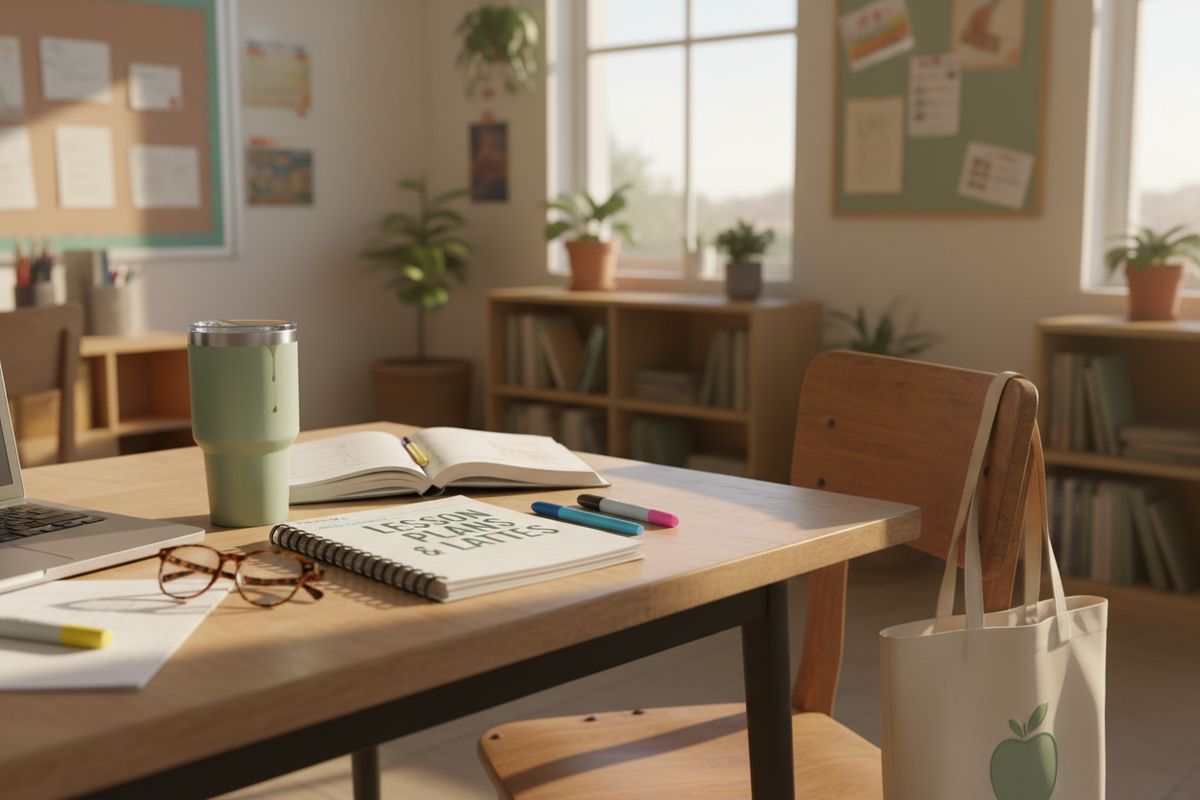 End of school day teacher desk