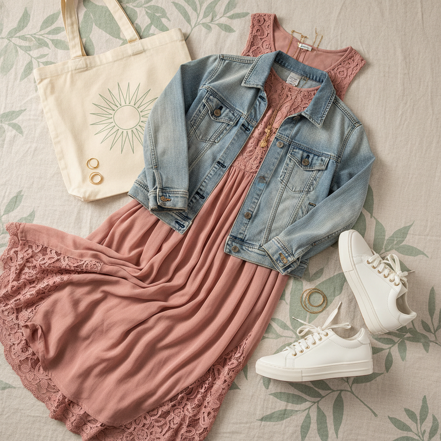 Teacher Style - dusty pink maxi dress outfit